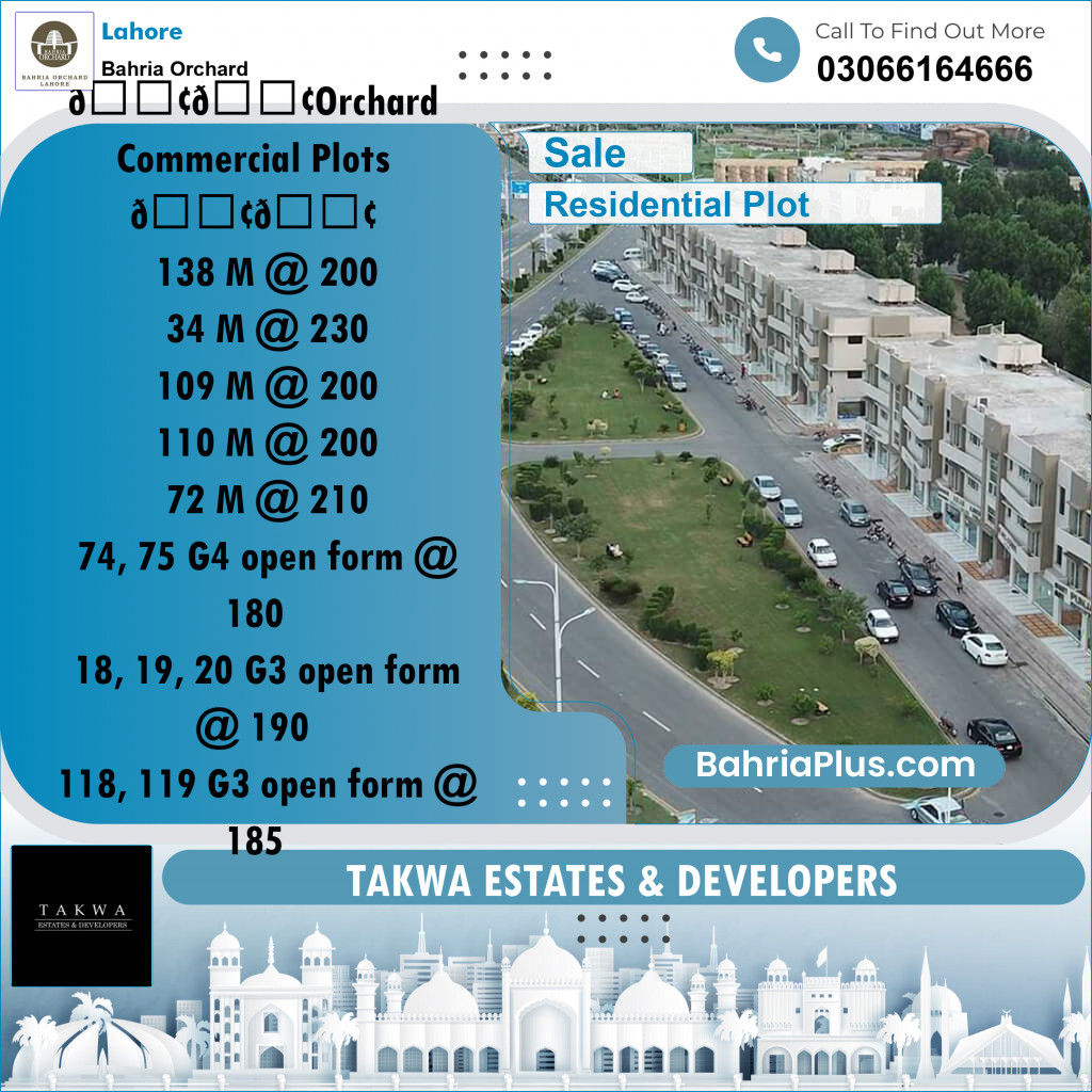 Residential Plot for Sale in Phase 2 - M Block Commercial -  Bahria Orchard, Lahore - (BP-178687)