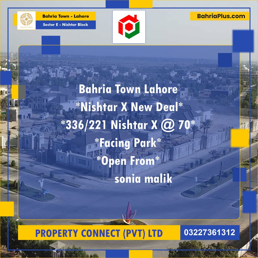 Residential Plot for Sale in Sector E - Nishtar Block -  Bahria Town, Lahore - (BP-178697)