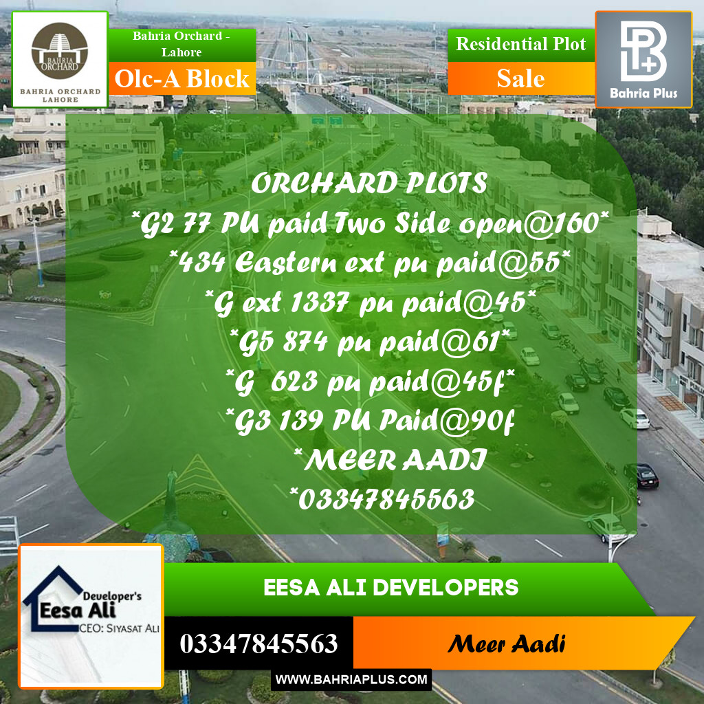 Residential Plot for Sale in OLC-A Block -  Bahria Orchard, Lahore - (BP-178763)