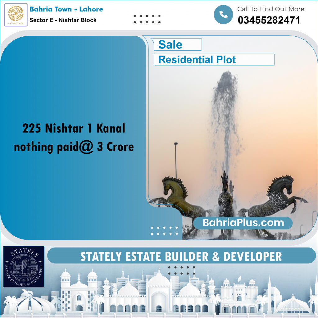Residential Plot for Sale in Sector E - Nishtar Block - Bahria Town, Lahore - (BP-178777)