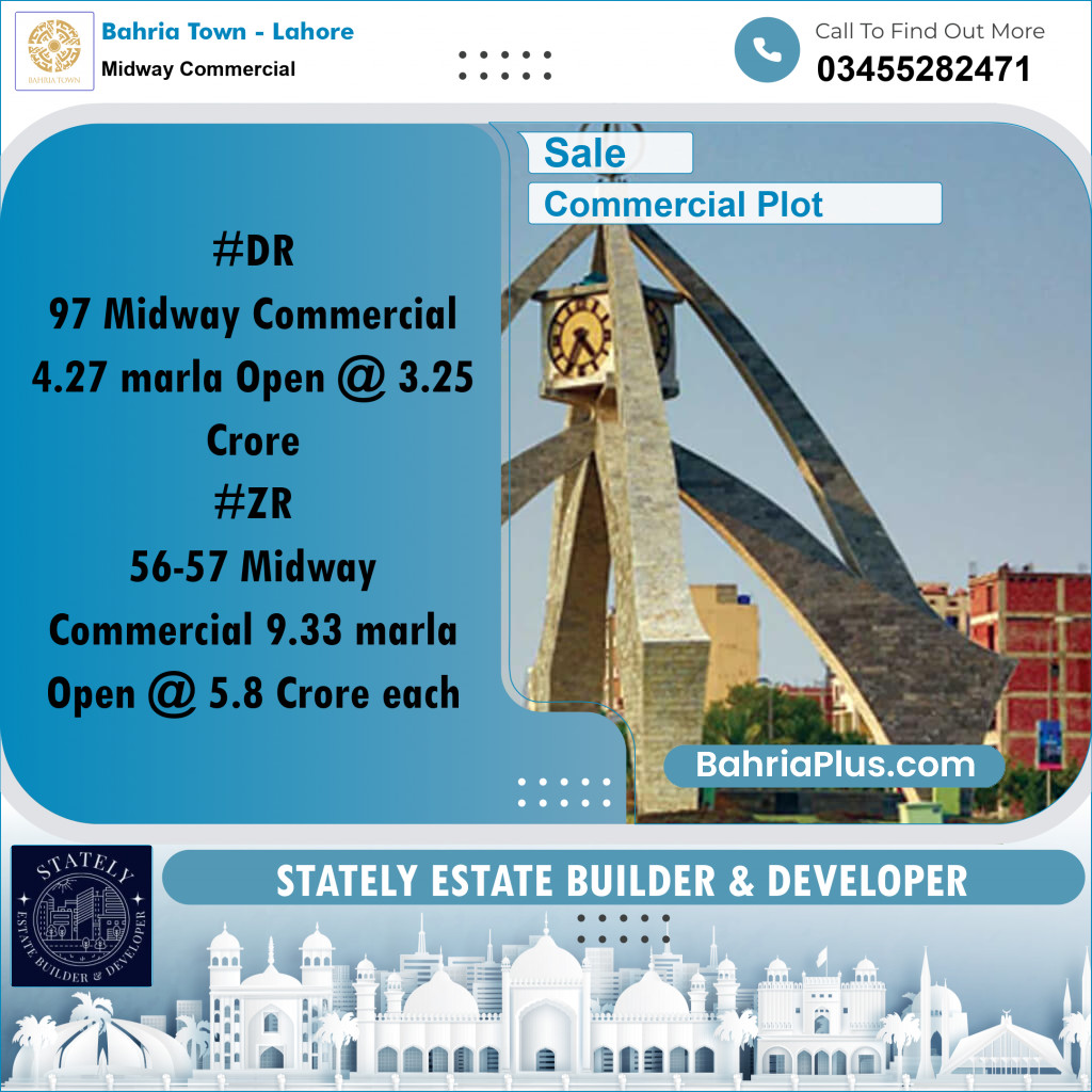 Commercial Plot for Sale in Midway Commercial -  Bahria Town, Lahore - (BP-178784)