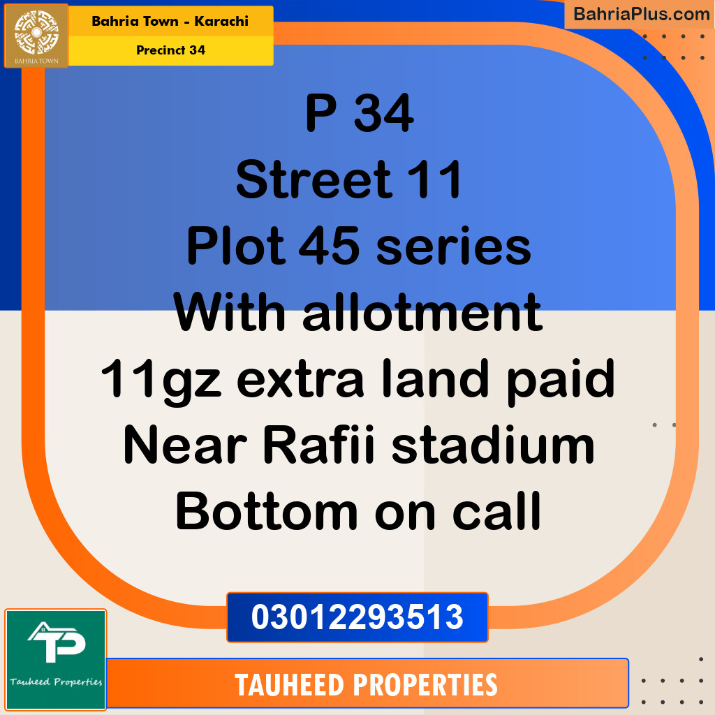 250 Sq. Yards Residential Plot for Sale in Precinct 34 -  Bahria Town, Karachi - (BP-178797)