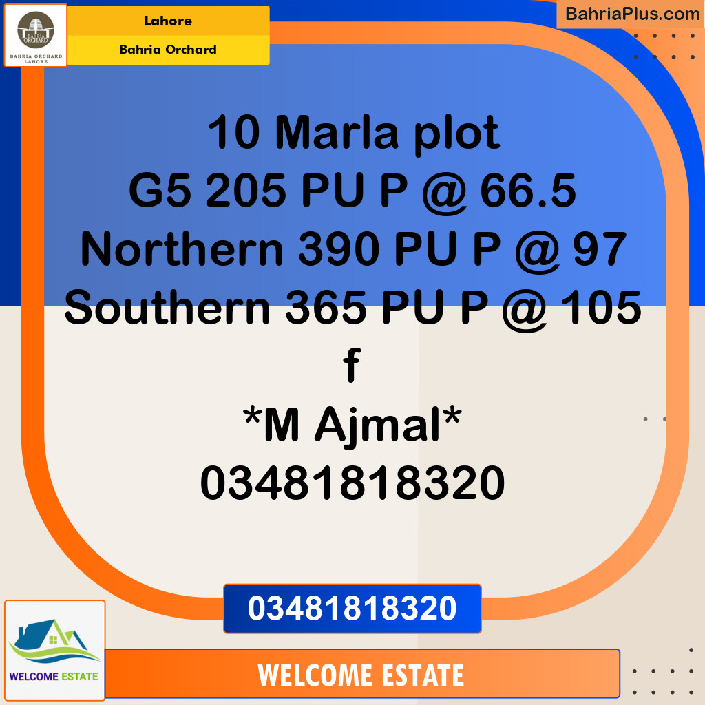 Residential Plot for Sale in Phase 4 - G5 Block -  Bahria Orchard, Lahore - (BP-178811)