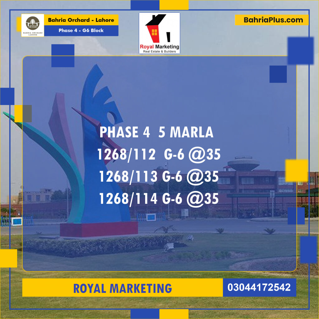 Residential Plot for Sale in Phase 4 - G6 Block -  Bahria Orchard, Lahore - (BP-178825)
