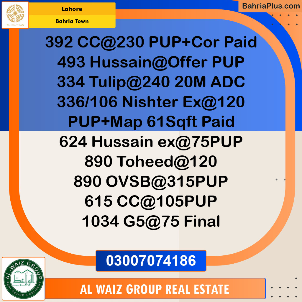 Residential Plot for Sale in Sector D - CC Block - Bahria Town, Lahore - (BP-178835)