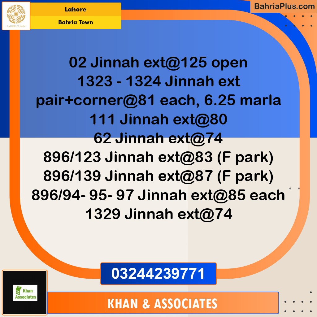 Residential Plot for Sale in Sector E - Jinnah Ext. Block -  Bahria Town, Lahore - (BP-178839)