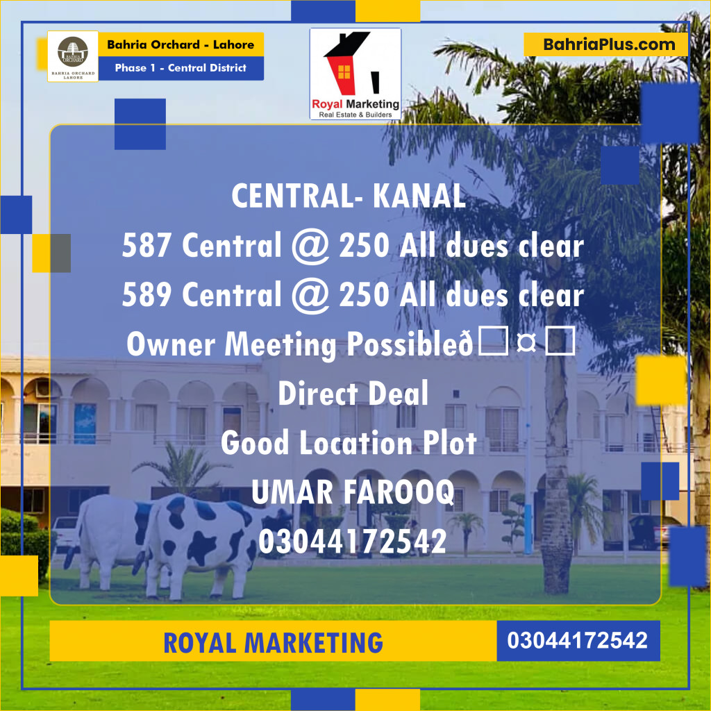 Residential Plot for Sale in Phase 1 - Central District -  Bahria Orchard, Lahore - (BP-178845)