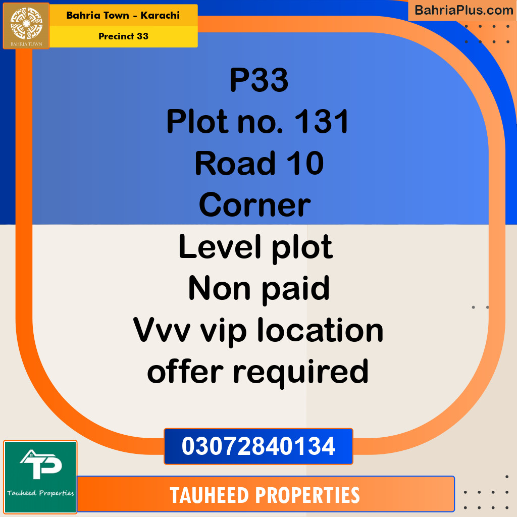 Residential Plot for Sale in Precinct 33 -  Bahria Town, Karachi - (BP-178882)