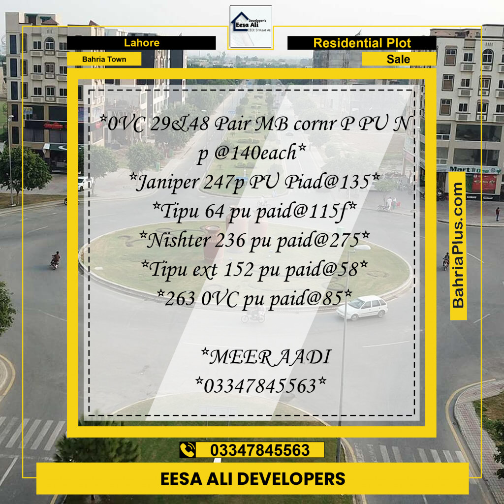 Residential Plot for Sale in Overseas C -  Bahria Town, Lahore - (BP-178919)