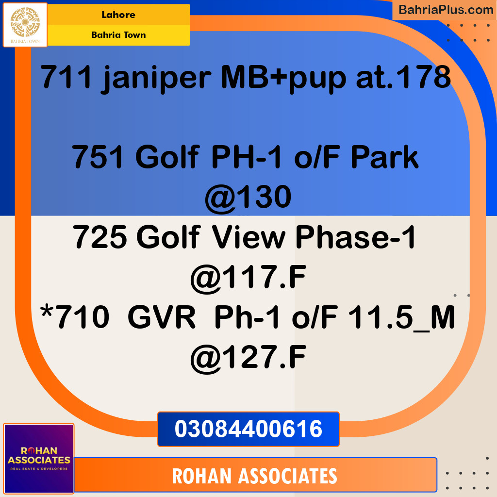 Residential Plot for Sale in Golf Phase 1 -  Bahria Town, Lahore - (BP-178921)