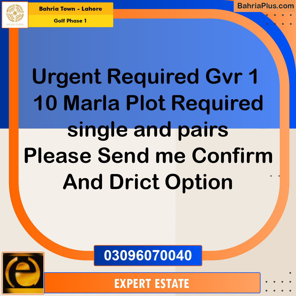 Residential Plot for Sale in Golf Phase 1 -  Bahria Town, Lahore - (BP-178923)