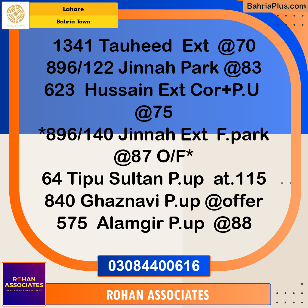 Residential Plot for Sale in Sector F - Alamgir Block - Bahria Town, Lahore - (BP-178924)