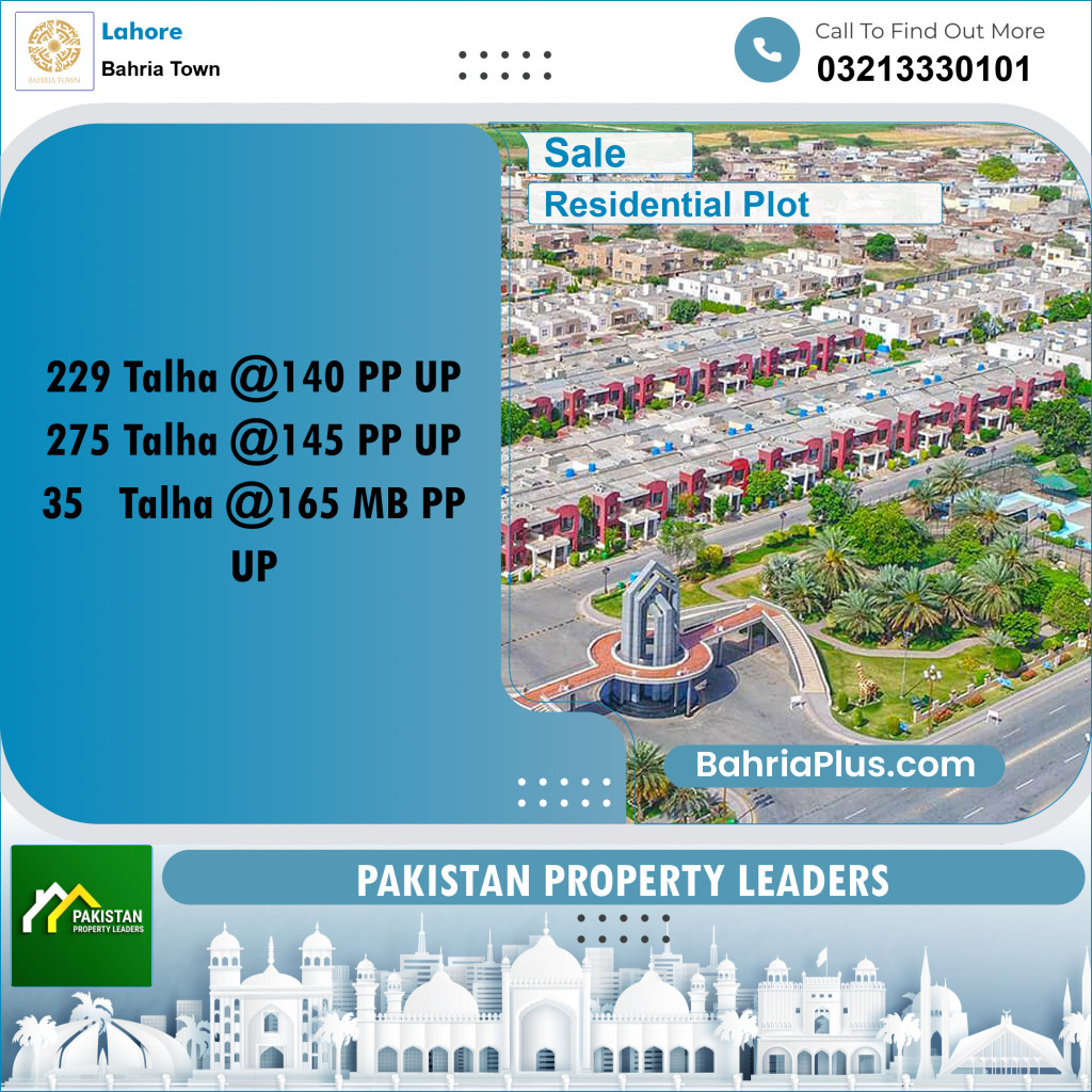 Residential Plot for Sale in Sector F - Talha Block -  Bahria Town, Lahore - (BP-179027)