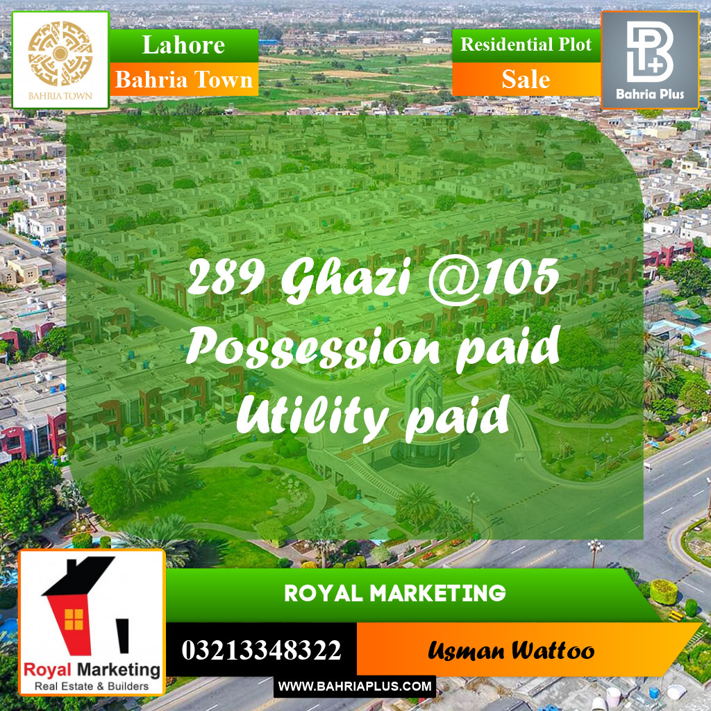 Residential Plot for Sale in Sector F - Ghazi Block -  Bahria Town, Lahore - (BP-179029)