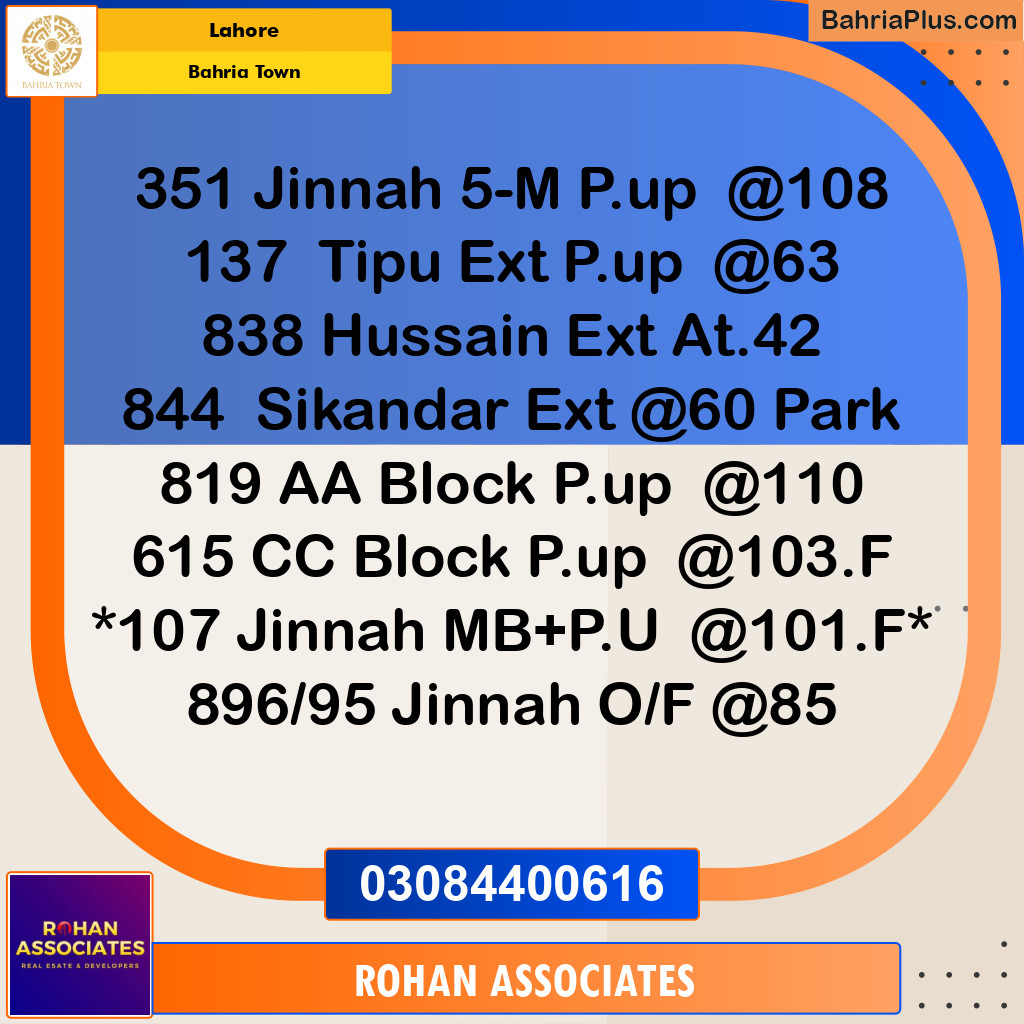 Residential Plot for Sale in Sector E - Jinnah Block -  Bahria Town, Lahore - (BP-179056)