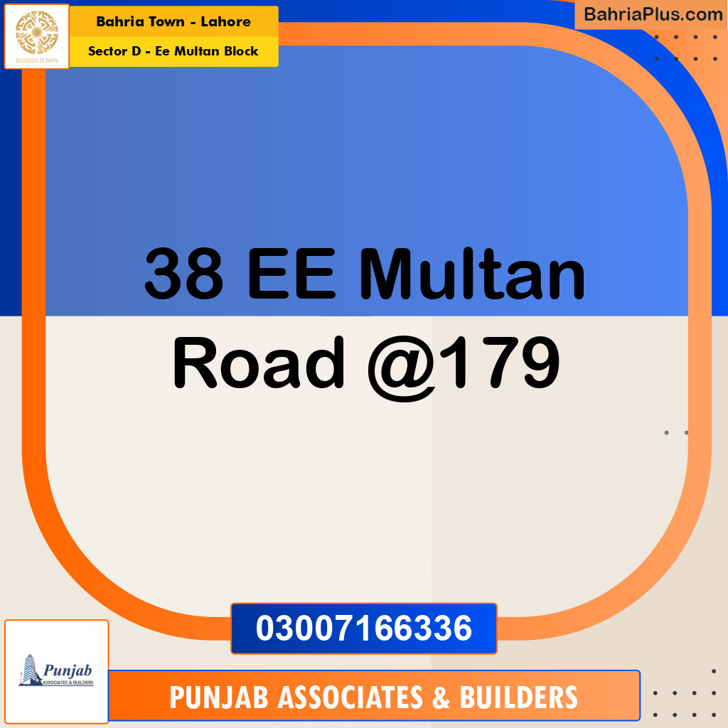 Residential Plot for Sale in Sector D - EE Multan Block -  Bahria Town, Lahore - (BP-179102)