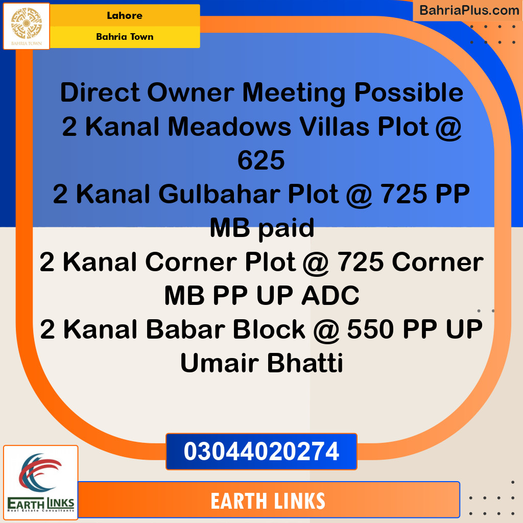 Residential Plot for Sale in Bahria Town, Lahore - (BP-179117)