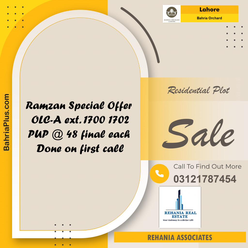 Residential Plot for Sale in OLC-A Ext. Block -  Bahria Orchard, Lahore - (BP-179129)