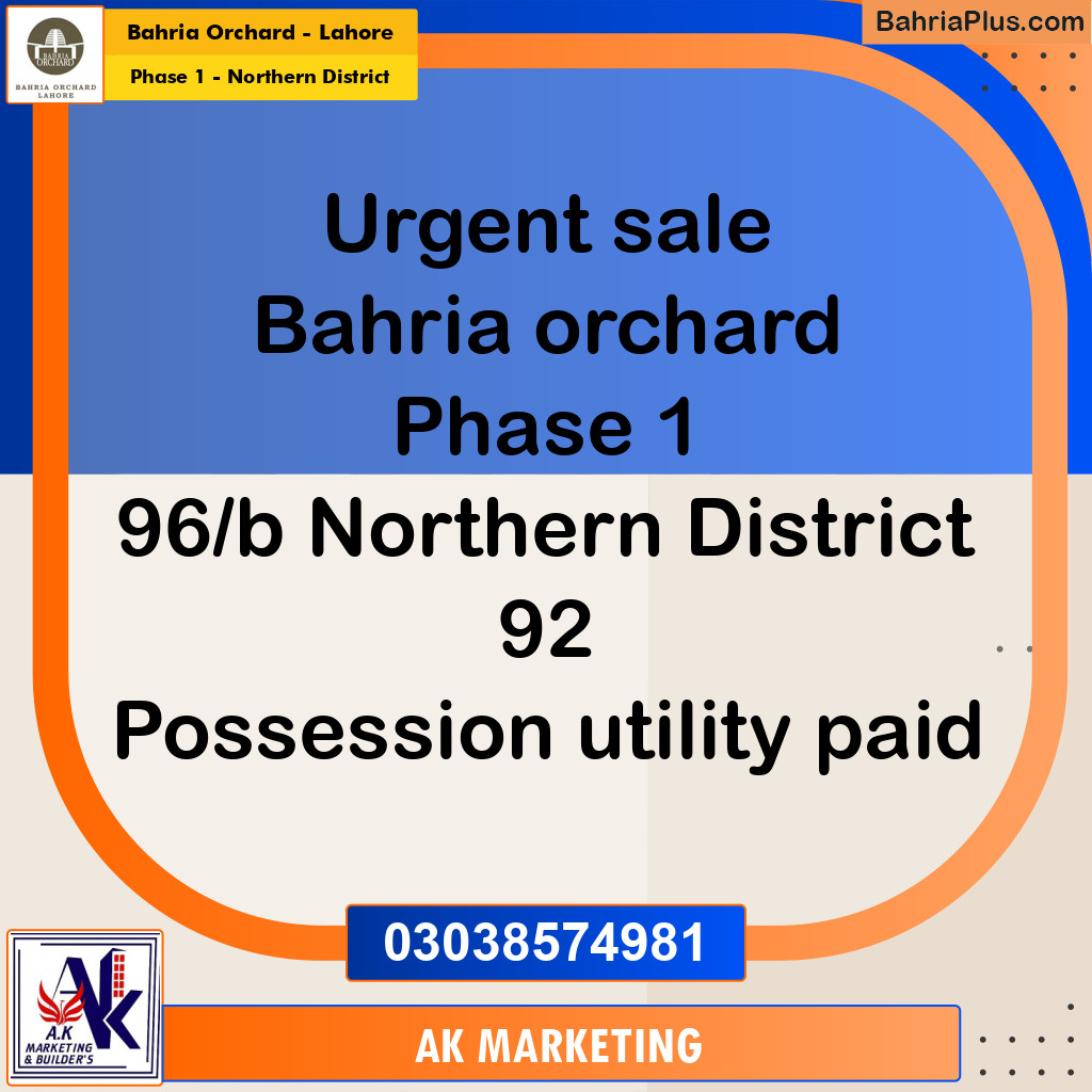 Residential Plot for Sale in Phase 1 - Northern District - Bahria Orchard, Lahore - (BP-179219)