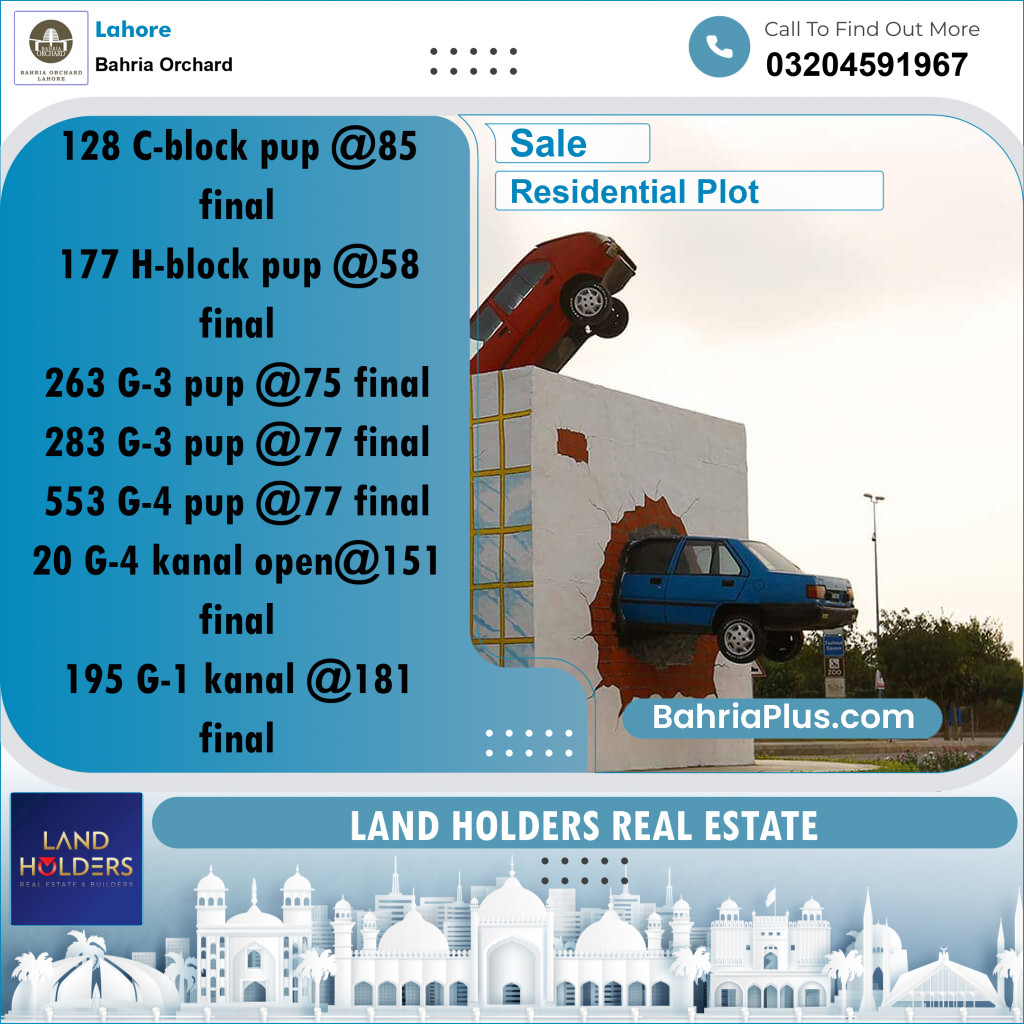 Residential Plot for Sale in Phase 2 - C Block -  Bahria Orchard, Lahore - (BP-179250)
