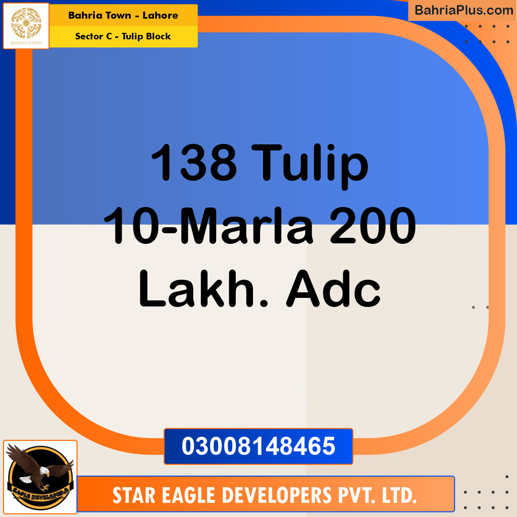 Residential Plot for Sale in Sector C - Tulip Block -  Bahria Town, Lahore - (BP-179252)