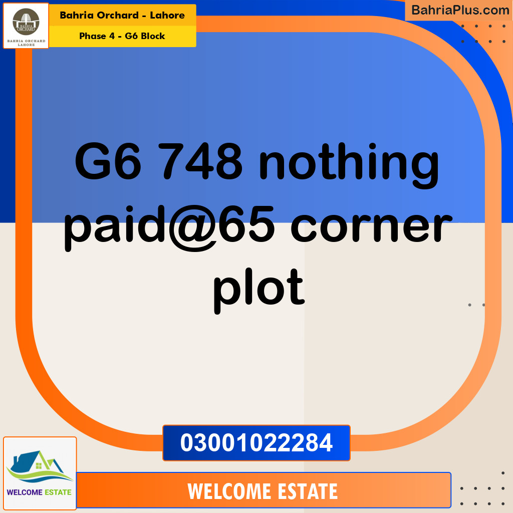 Residential Plot for Sale in Phase 4 - G6 Block -  Bahria Orchard, Lahore - (BP-179257)