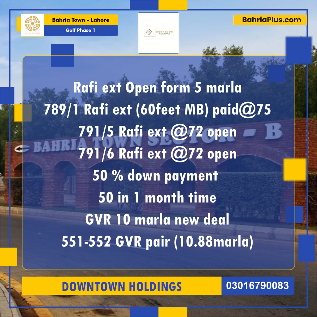 Residential Plot for Sale in Golf Phase 1 -  Bahria Town, Lahore - (BP-179291)