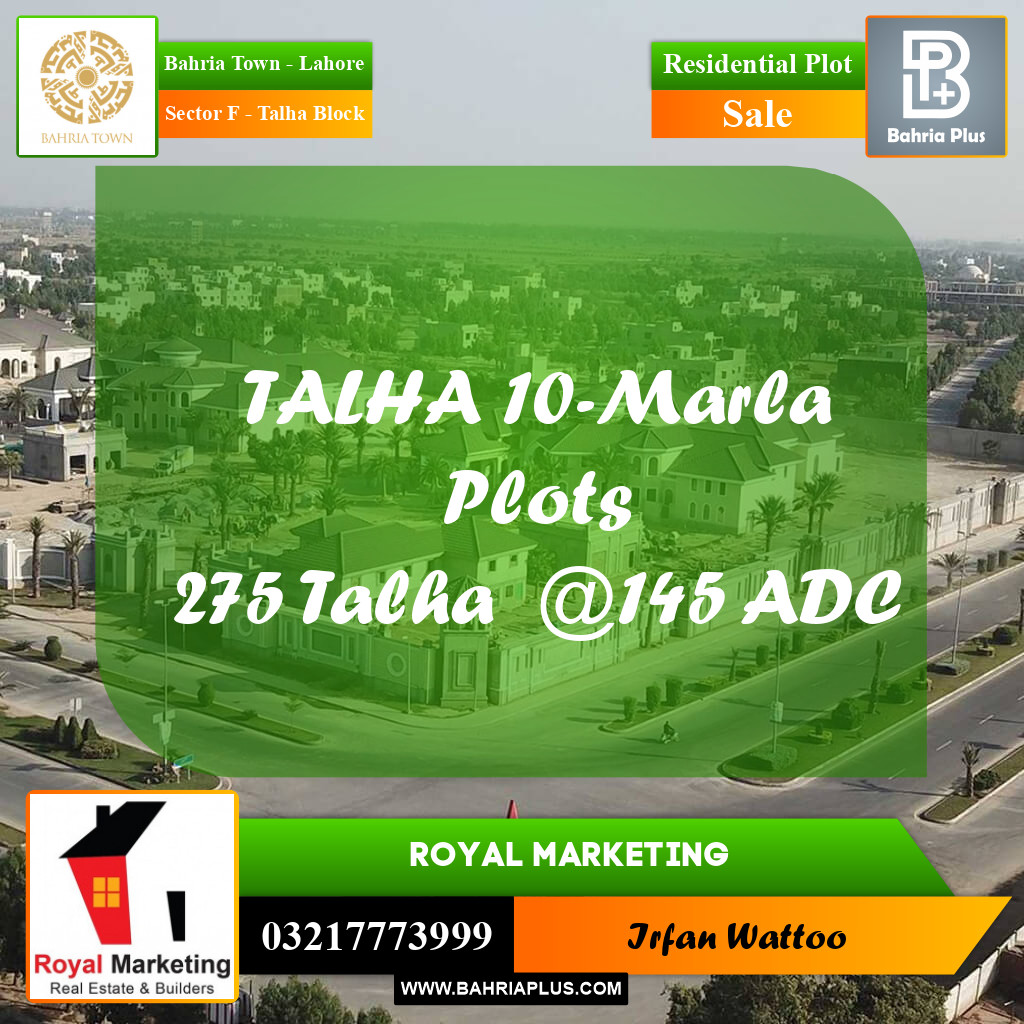 Residential Plot for Sale in Sector F - Talha Block -  Bahria Town, Lahore - (BP-179299)