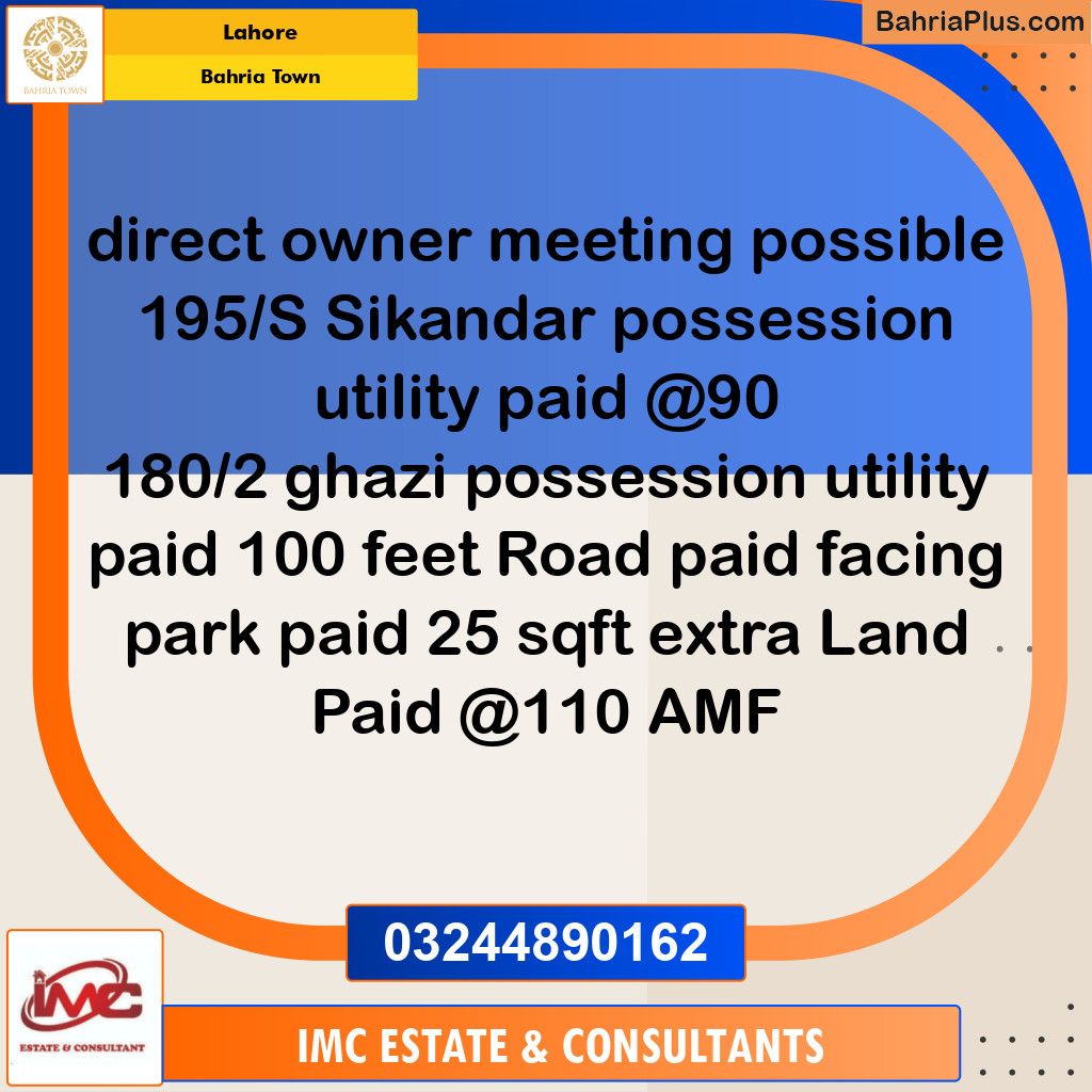 Residential Plot for Sale in Sector F - Sikander Block -  Bahria Town, Lahore - (BP-179301)