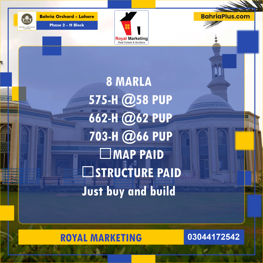 Residential Plot for Sale in Phase 2 - H Block -  Bahria Orchard, Lahore - (BP-179335)