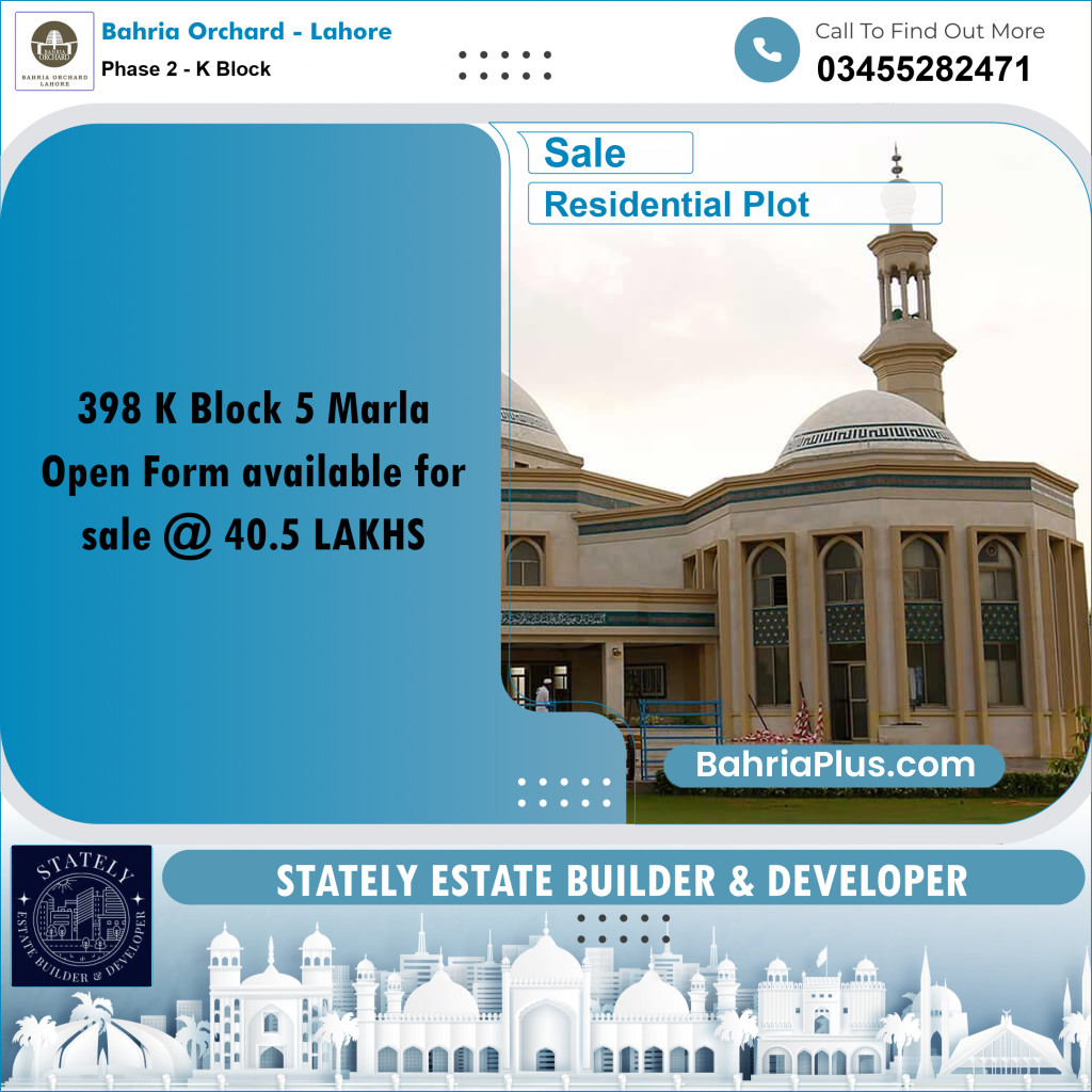 Residential Plot for Sale in Phase 2 - K Block -  Bahria Orchard, Lahore - (BP-179344)