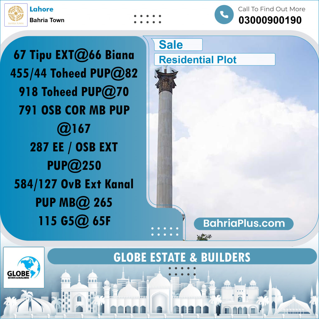 Residential Plot for Sale in Bahria Town, Lahore - (BP-179360)