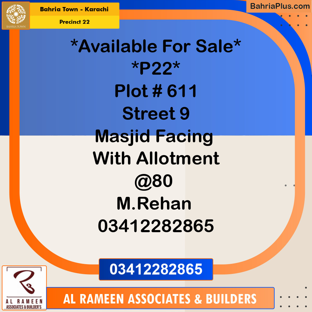 250 Sq. Yards Residential Plot for Sale in Precinct 22 -  Bahria Town, Karachi - (BP-179434)