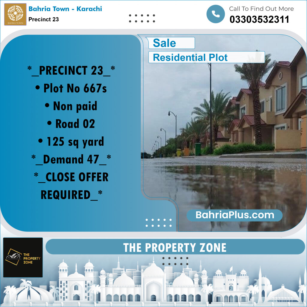 125 Sq. Yards Residential Plot for Sale in Precinct 23 -  Bahria Town, Karachi - (BP-179441)