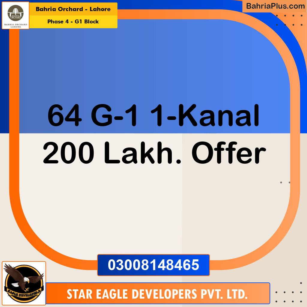 Residential Plot for Sale in Phase 4 - G1 Block -  Bahria Orchard, Lahore - (BP-179520)