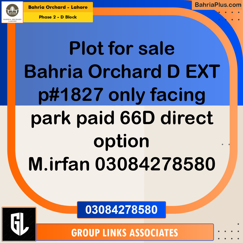 Residential Plot for Sale in Phase 2 - D Block -  Bahria Orchard, Lahore - (BP-179562)