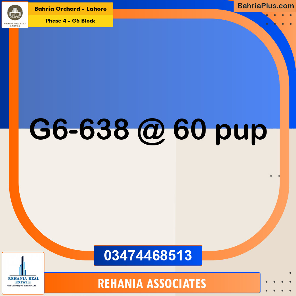 Residential Plot for Sale in Phase 4 - G6 Block - Bahria Orchard, Lahore - (BP-179573)