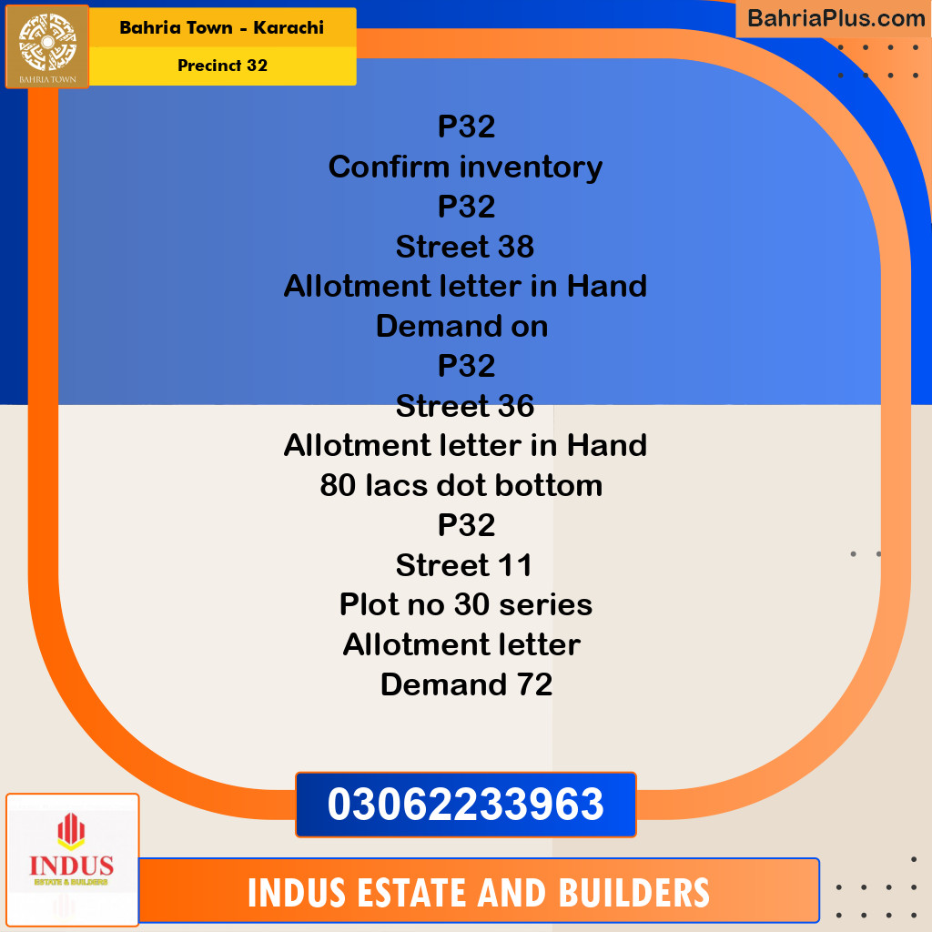 Residential Plot for Sale in Precinct 32 - Bahria Town, Karachi - (BP-179586)