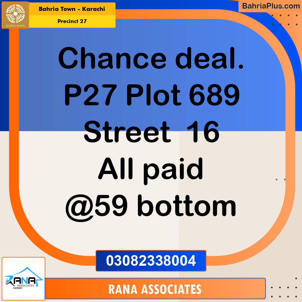Residential Plot for Sale in Precinct 27 - Bahria Town, Karachi - (BP-179597)