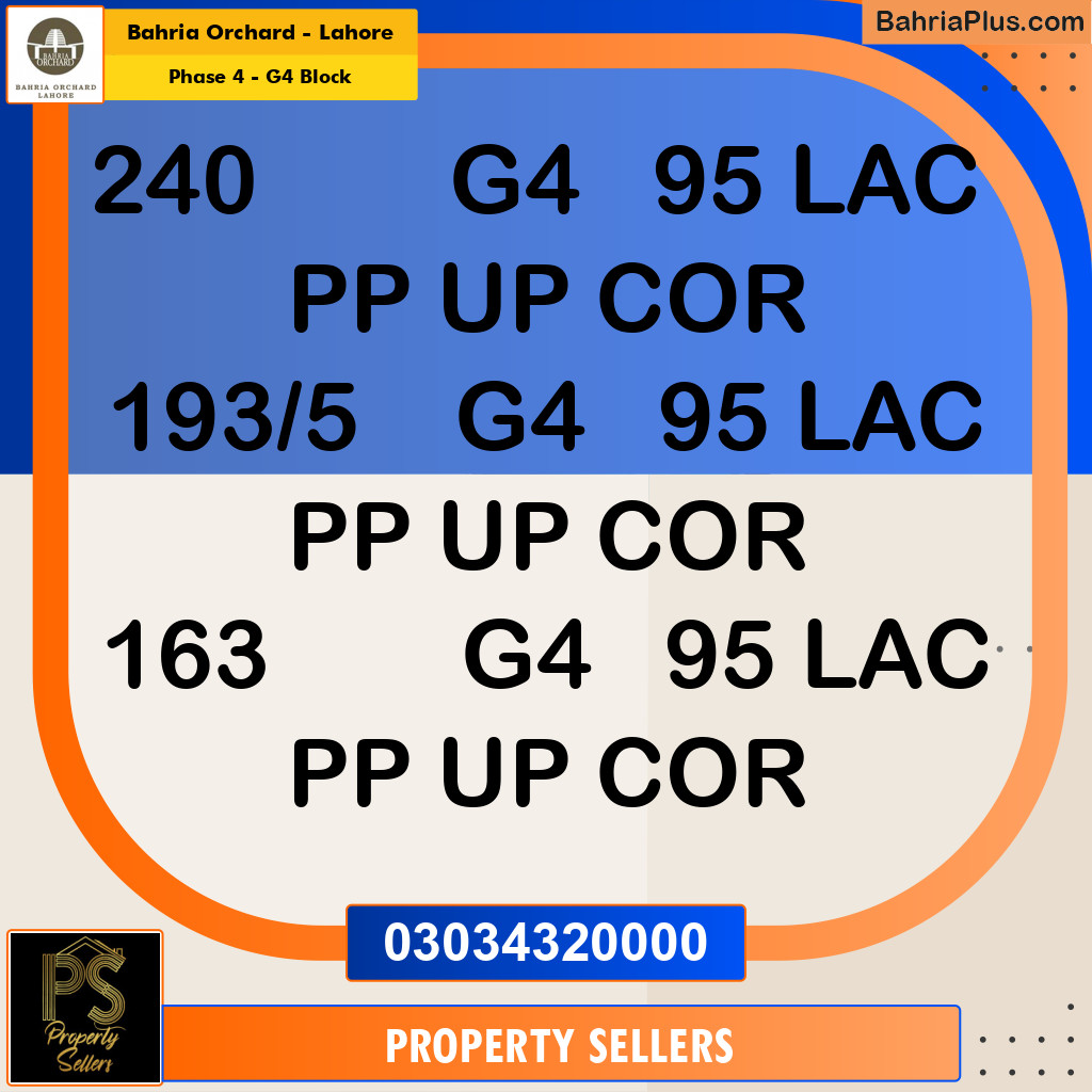 Residential Plot for Sale in Phase 4 - G4 Block -  Bahria Orchard, Lahore - (BP-179605)