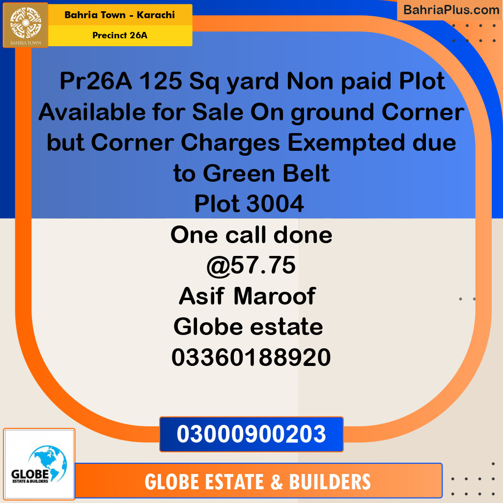 125 Sq. Yards Residential Plot for Sale in Precinct 26A -  Bahria Town, Karachi - (BP-179607)