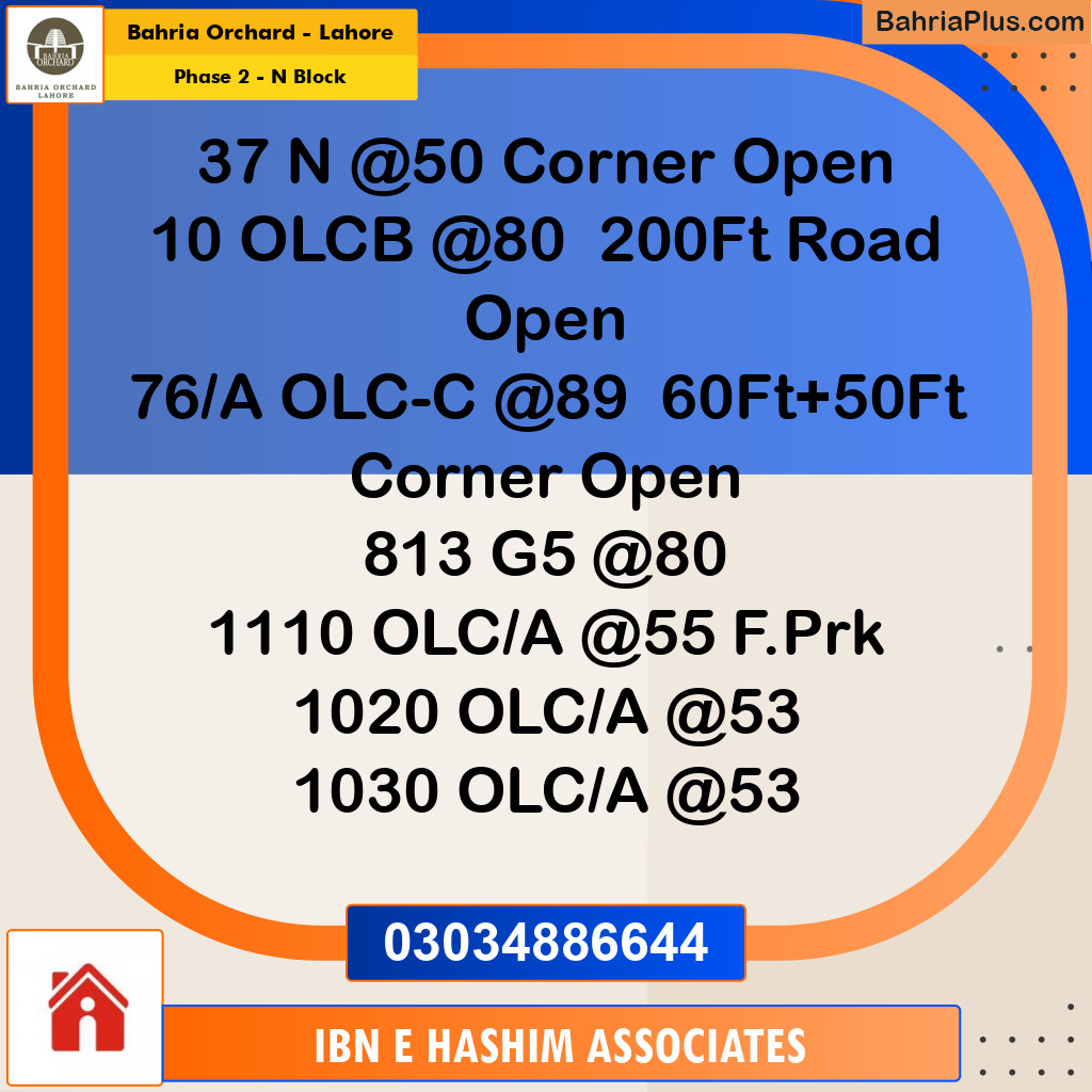 Residential Plot for Sale in Phase 2 - N Block -  Bahria Orchard, Lahore - (BP-179635)