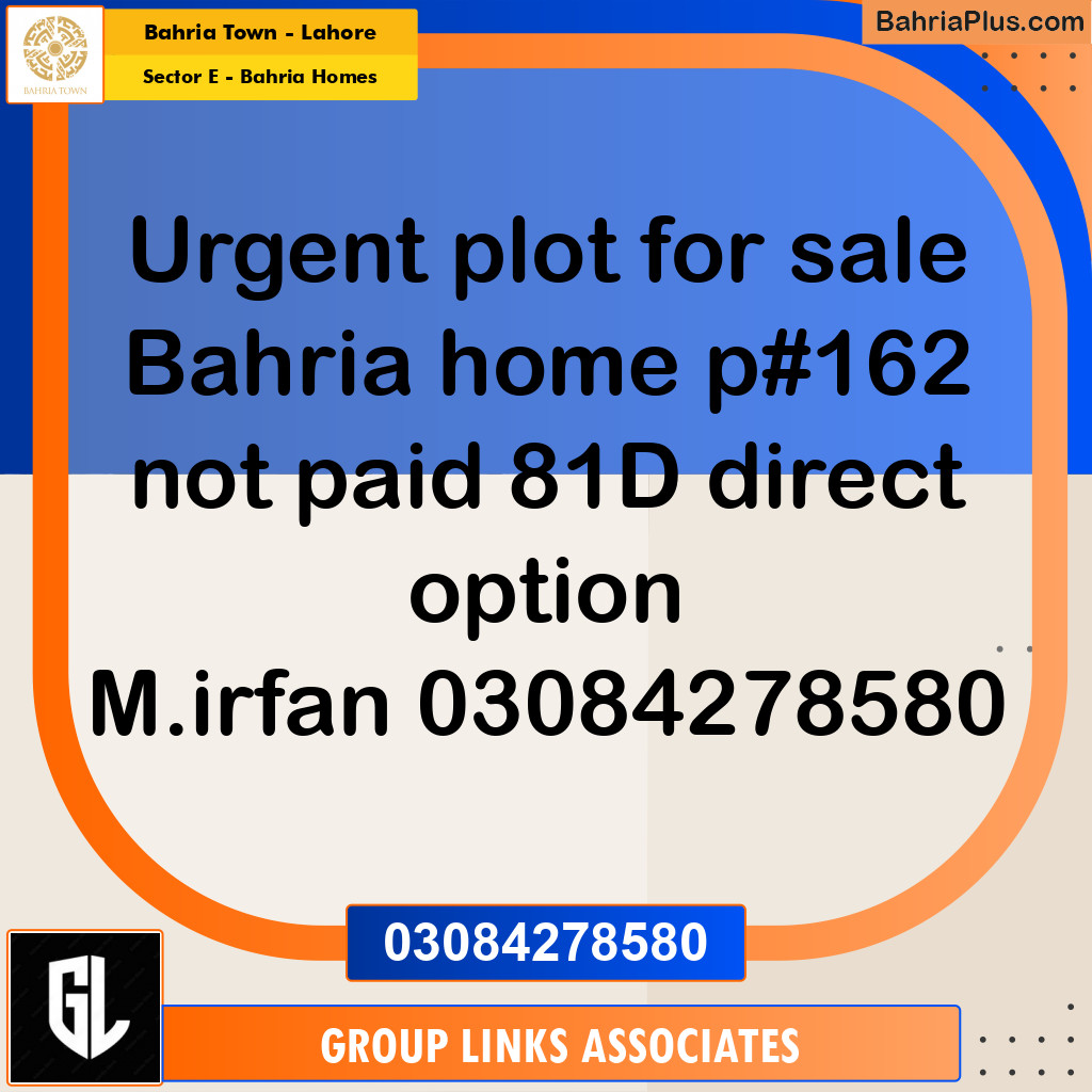 Residential Plot for Sale in Sector E - Bahria Homes - Bahria Town, Lahore - (BP-179638)