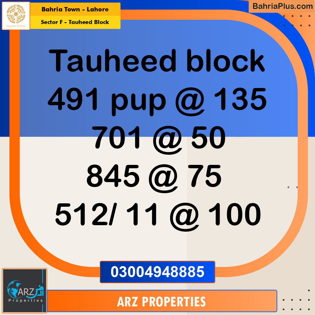 Residential Plot for Sale in Sector F - Tauheed Block -  Bahria Town, Lahore - (BP-179750)