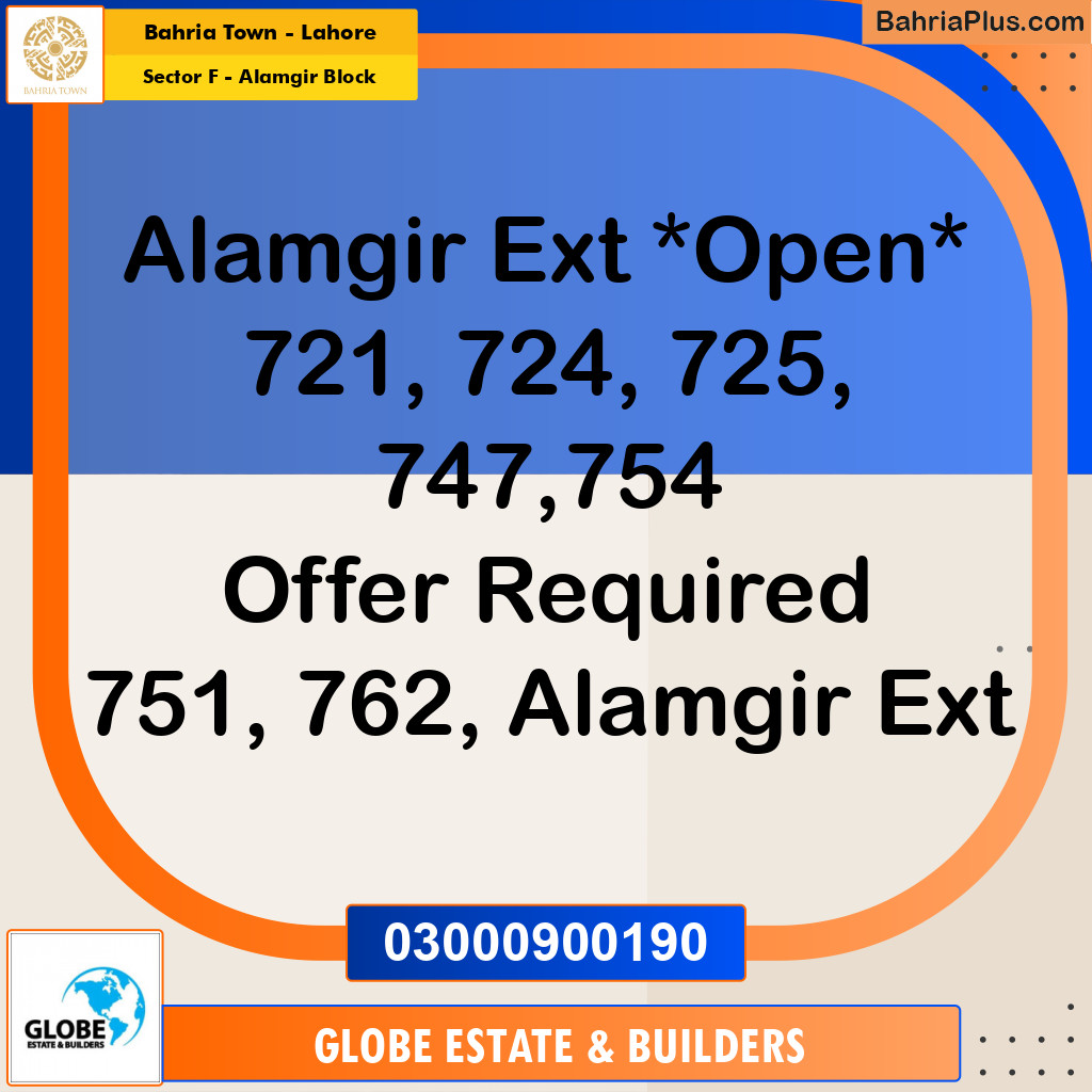 Residential Plot for Sale in Sector F - Alamgir Block -  Bahria Town, Lahore - (BP-179781)