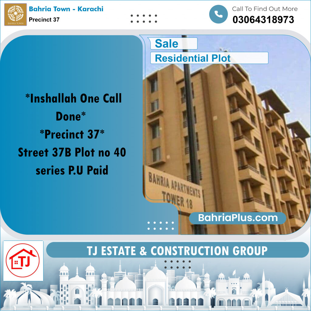 Residential Plot for Sale in Precinct 37 -  Bahria Town, Karachi - (BP-179799)