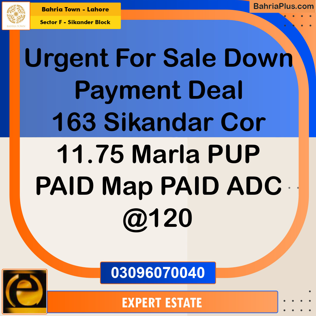 Residential Plot for Sale in Sector F - Sikander Block -  Bahria Town, Lahore - (BP-179830)