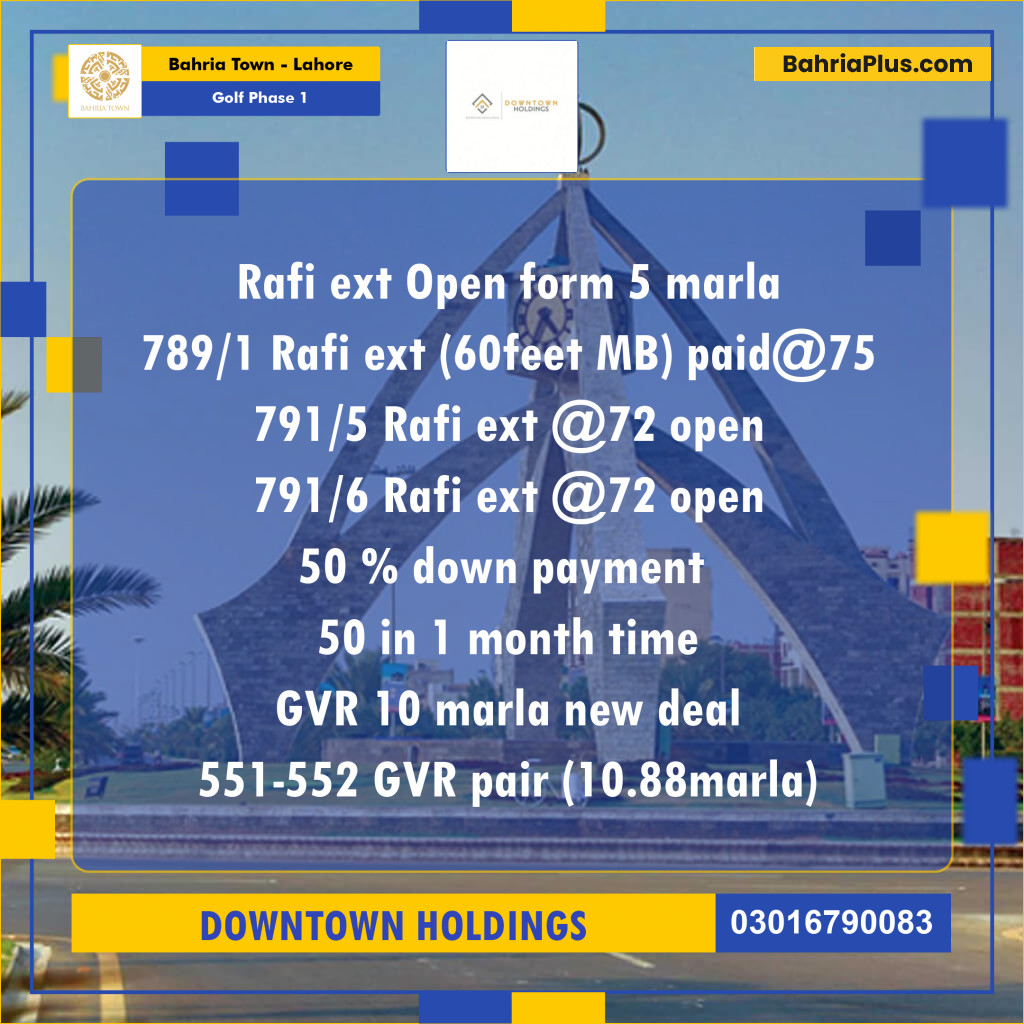 Residential Plot for Sale in Golf Phase 1 -  Bahria Town, Lahore - (BP-179844)