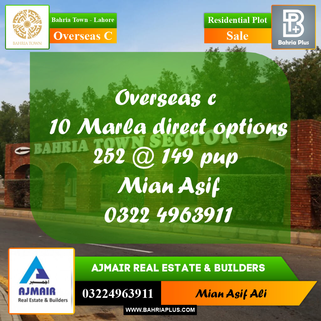 Residential Plot for Sale in Overseas C -  Bahria Town, Lahore - (BP-179869)