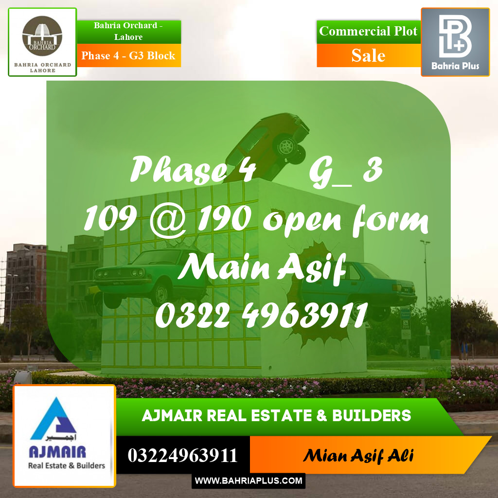 Commercial Plot for Sale in Phase 4 - G3 Block - Bahria Orchard, Lahore - (BP-179875)